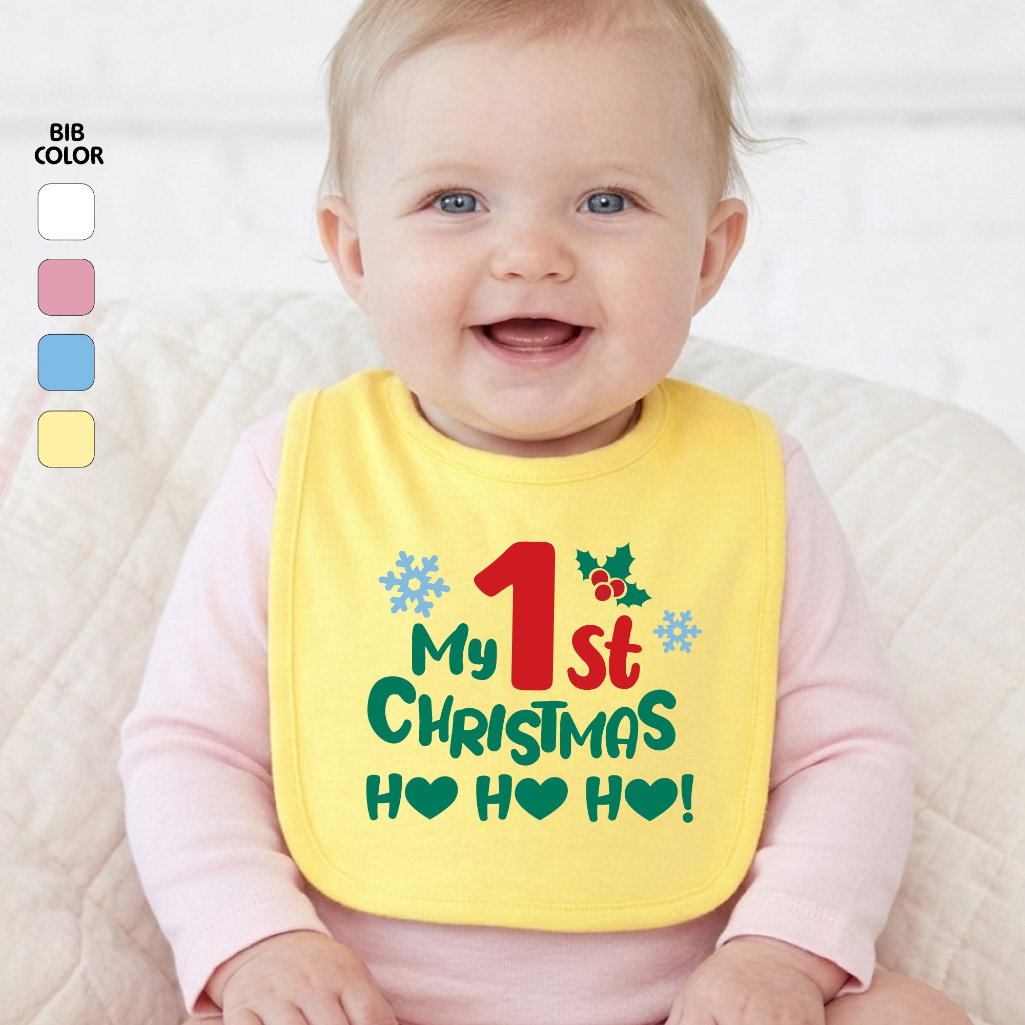 Personalized 1st Christmas Baby Bib