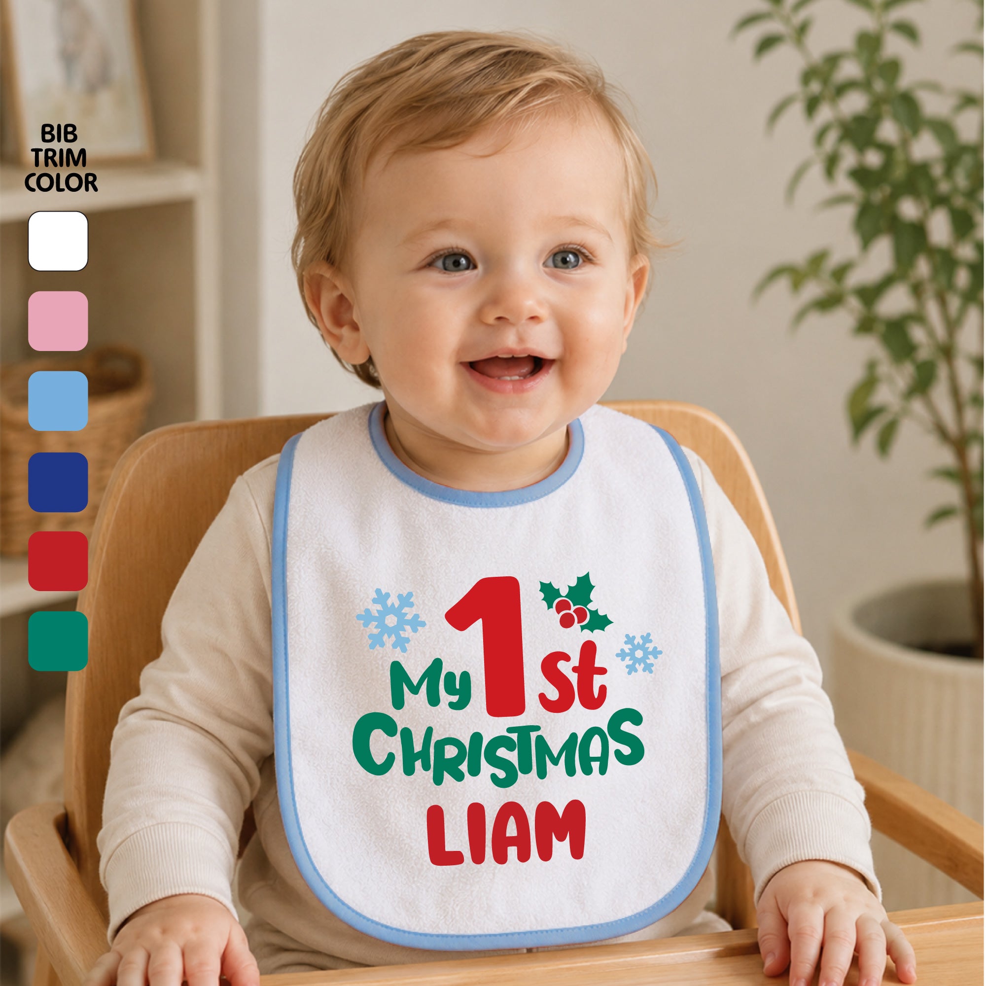 Personalized 1st Christmas Baby Bib 