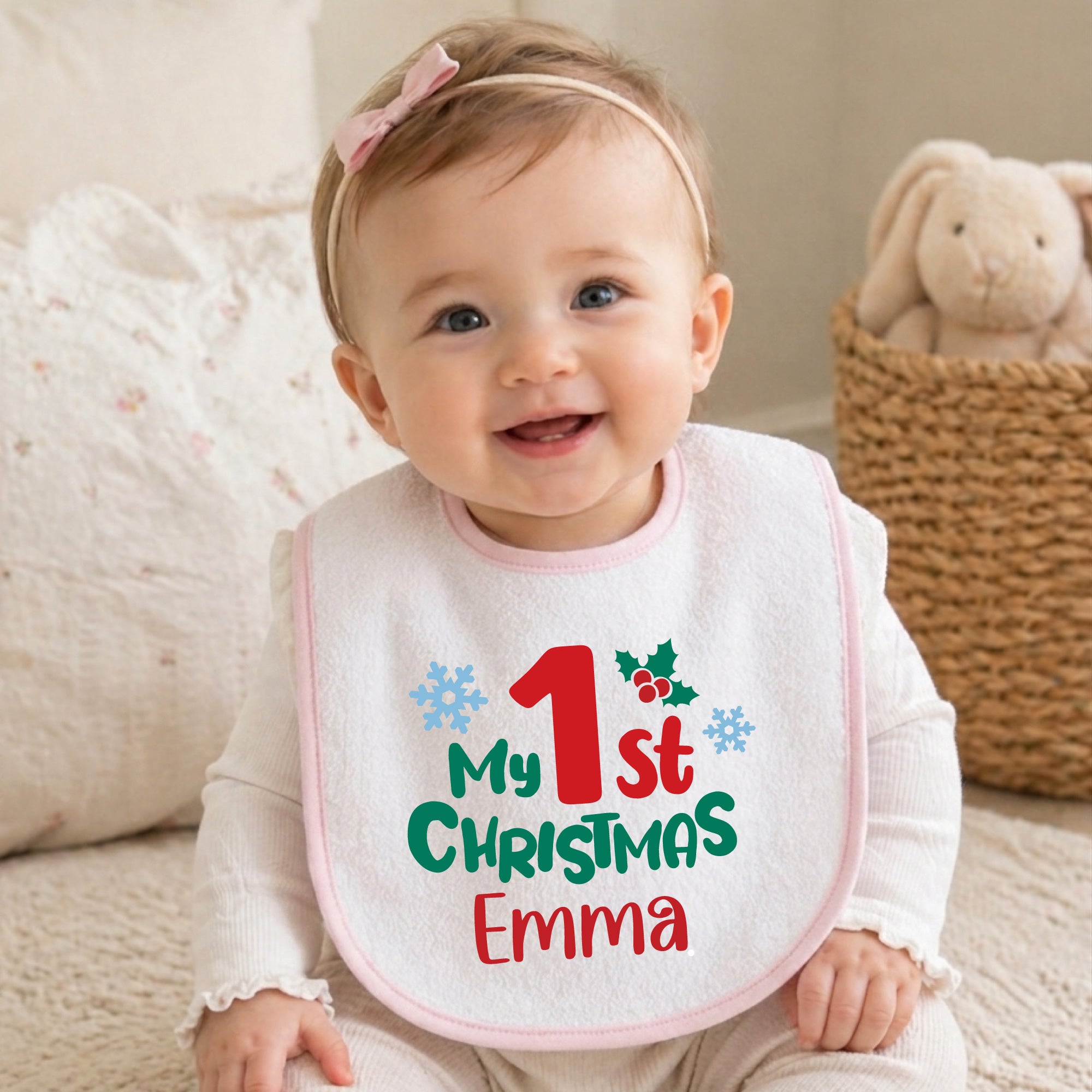 Personalized 1st Christmas Baby Bib 