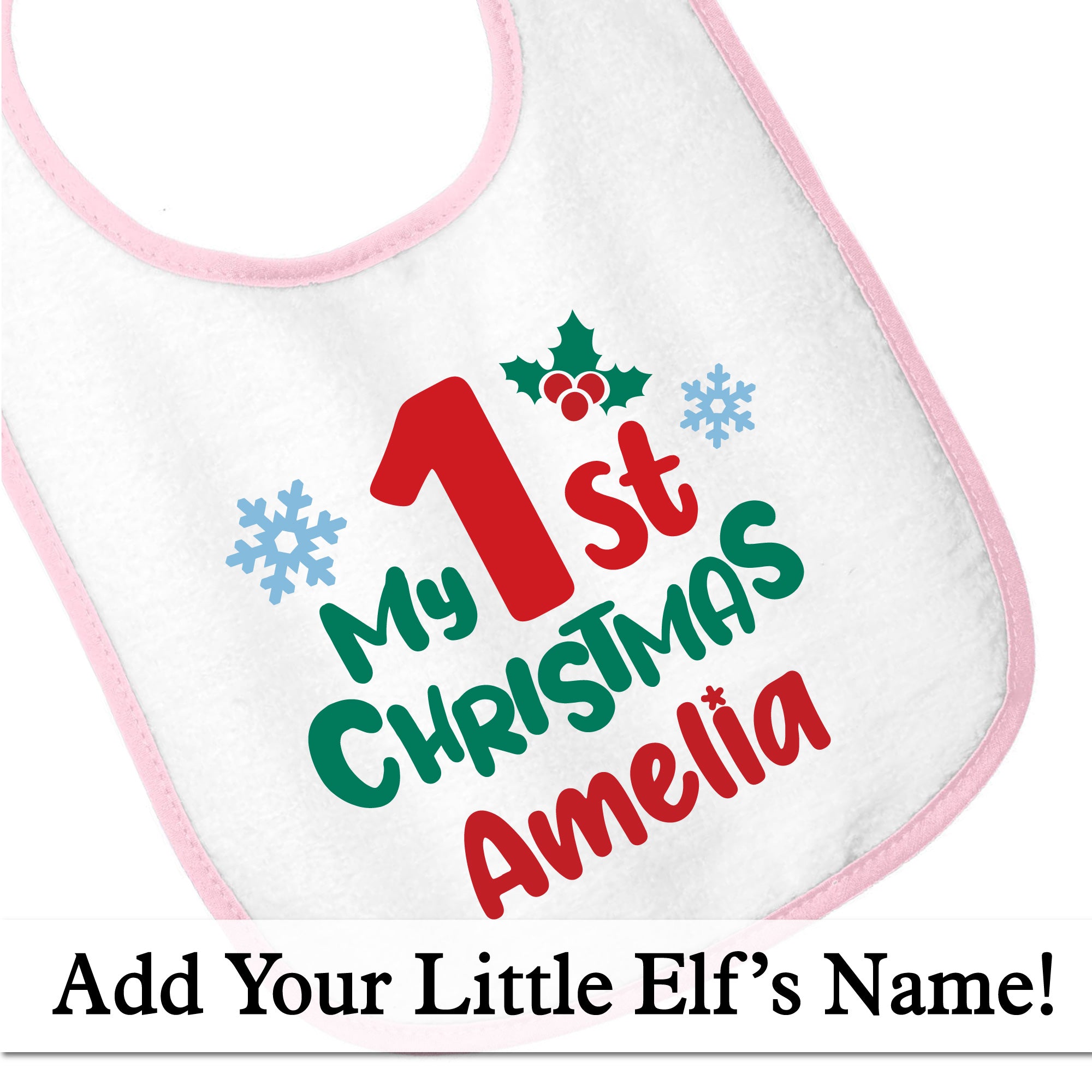 Personalized 1st Christmas Baby Bib 