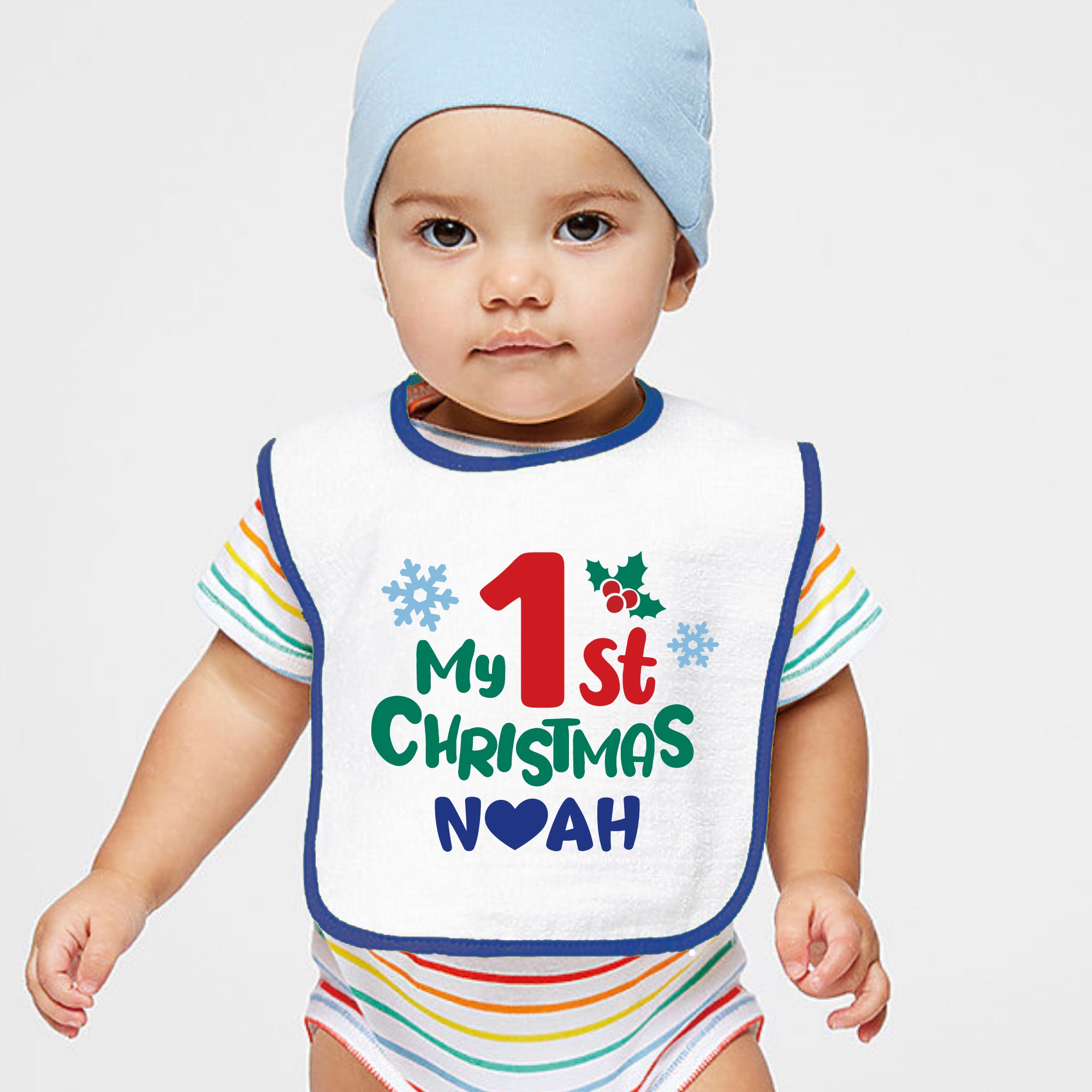 Personalized 1st Christmas Baby Bib 