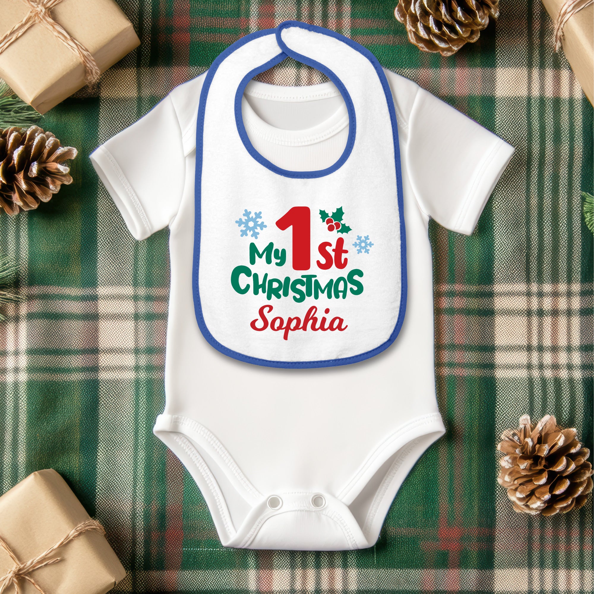 Personalized 1st Christmas Baby Bib 