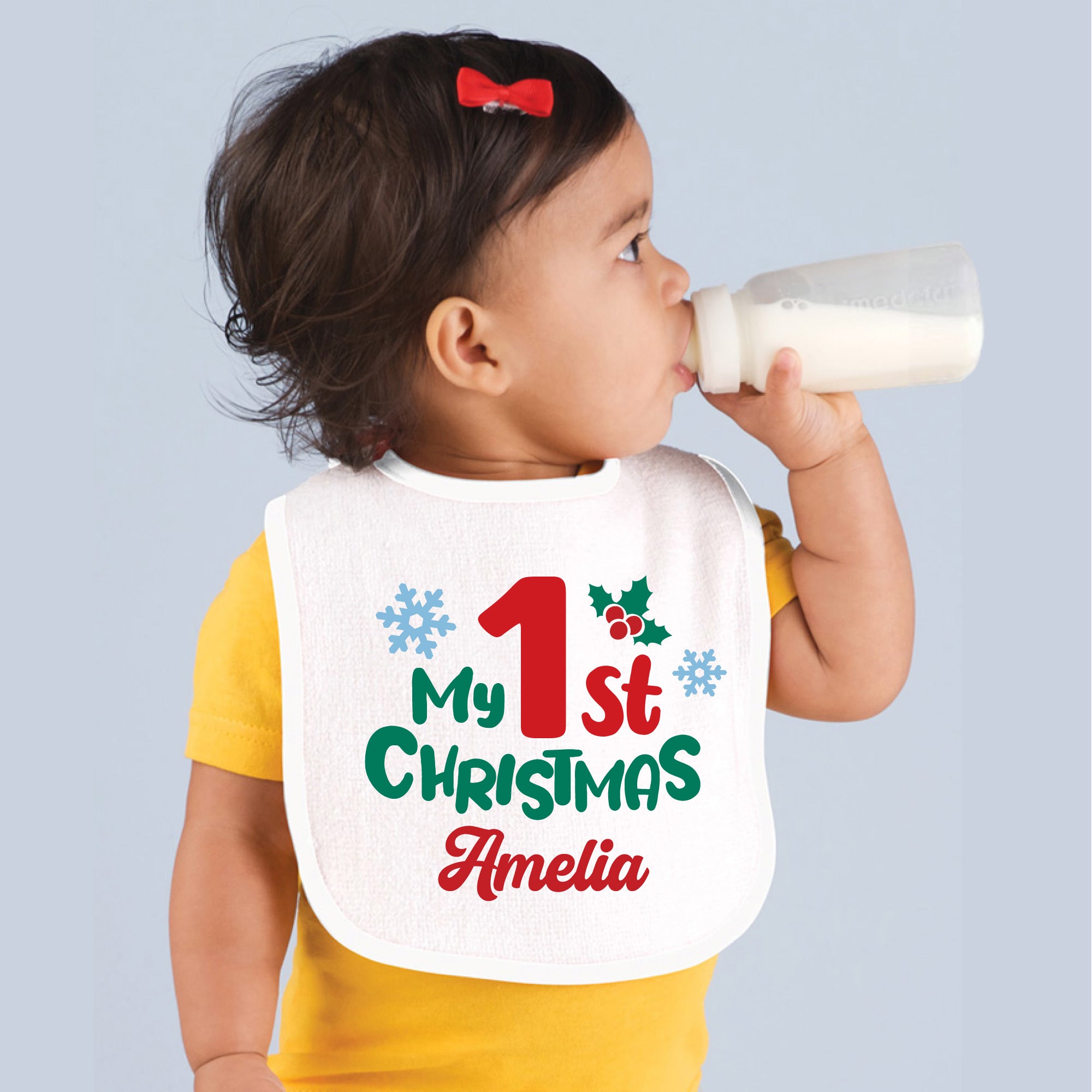 Personalized 1st Christmas Baby Bib 
