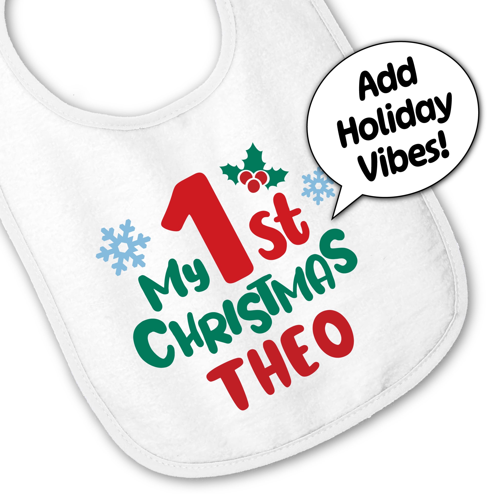 Personalized 1st Christmas Baby Bib 