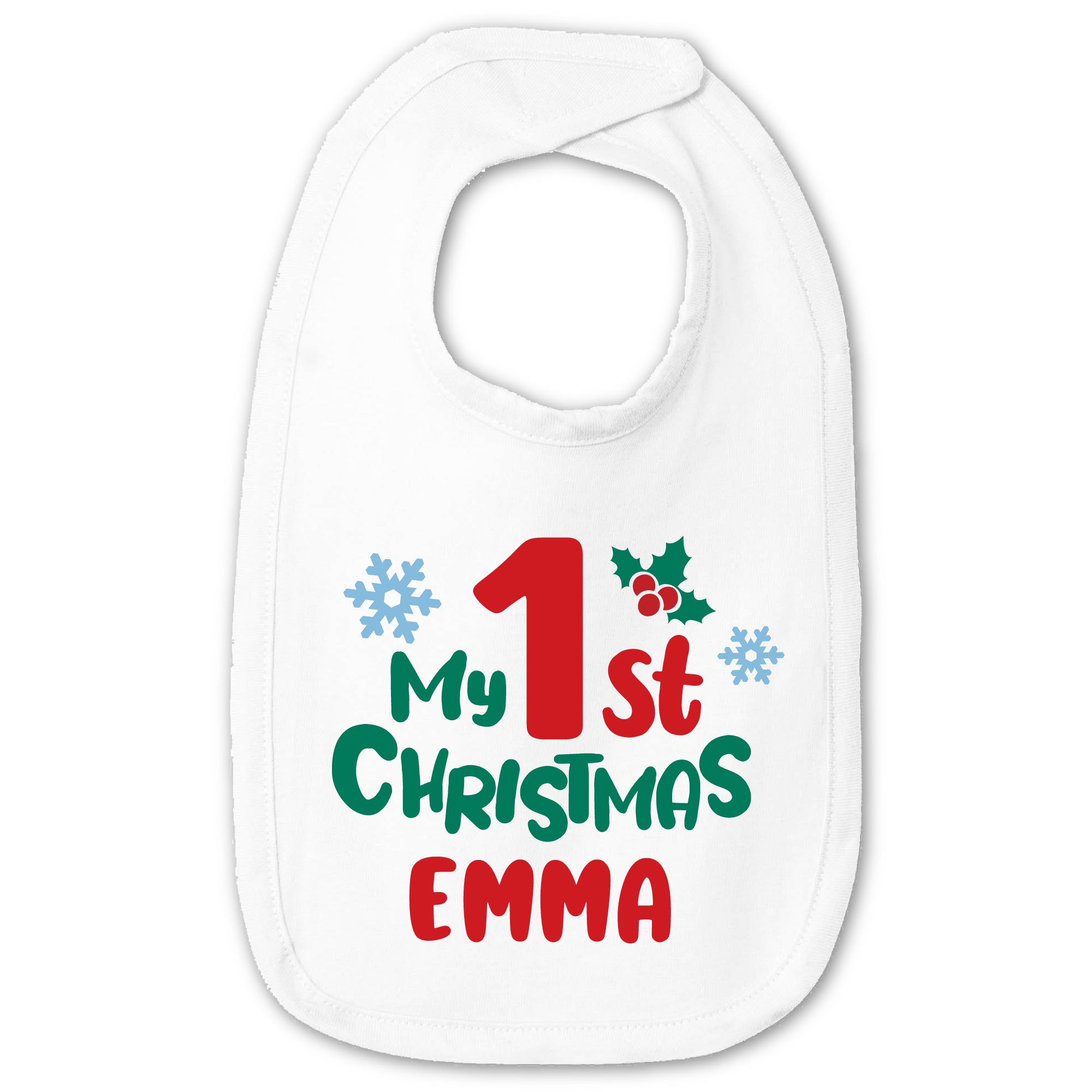 Personalized 1st Christmas Baby Bib