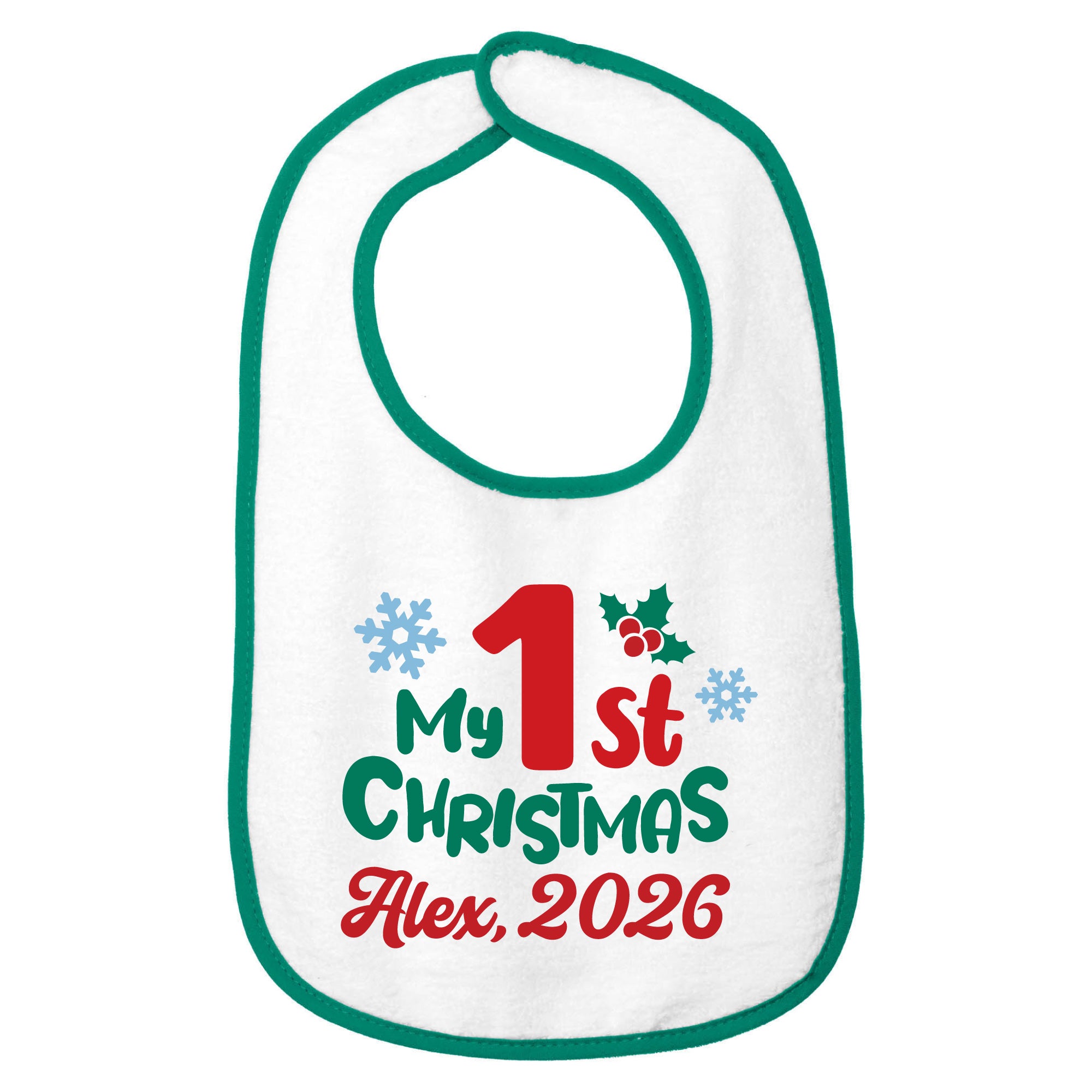Personalized 1st Christmas Baby Bib 