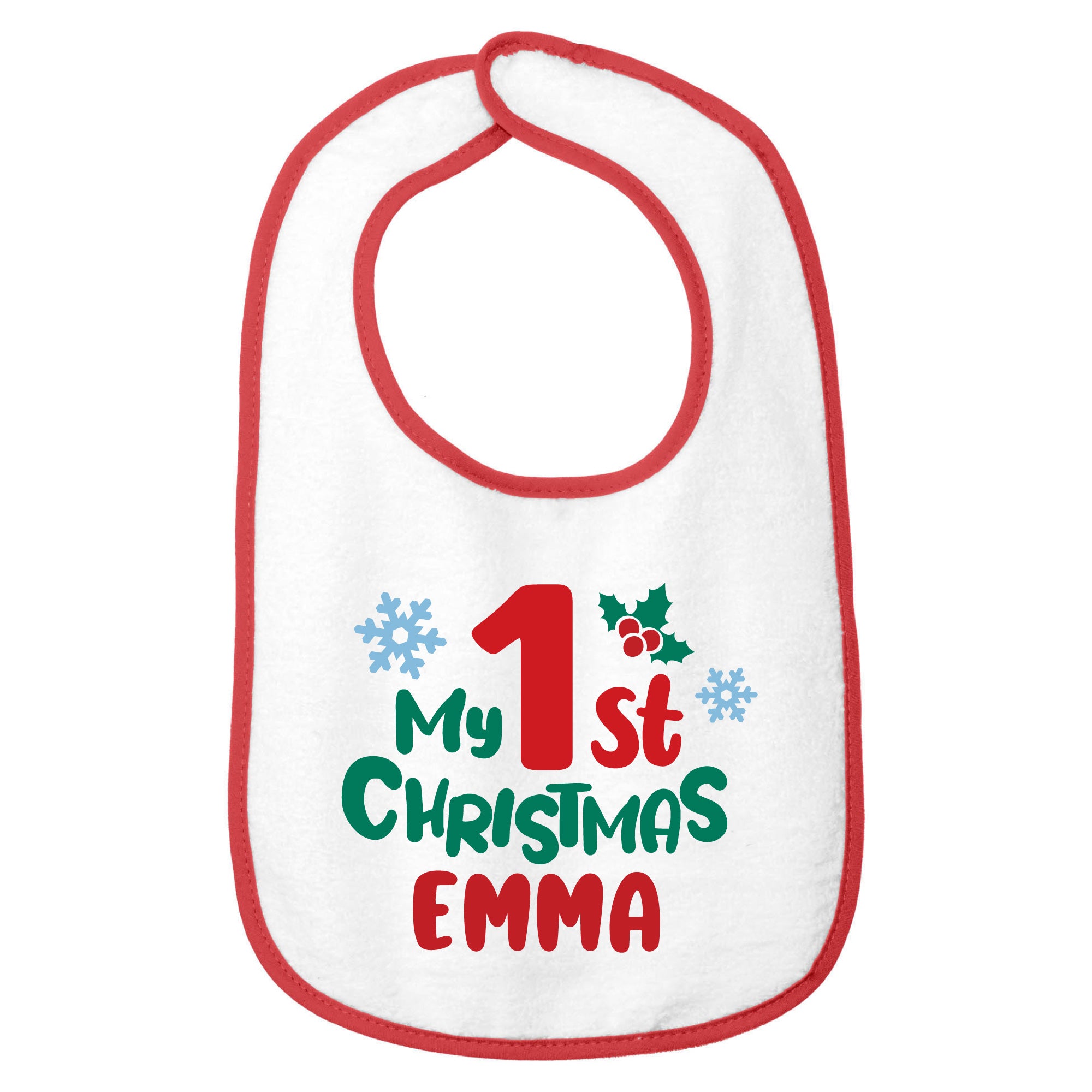 Personalized 1st Christmas Baby Bib 