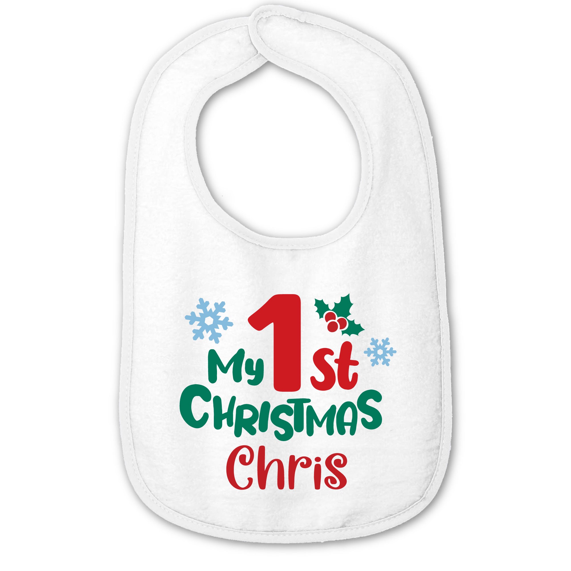 Personalized 1st Christmas Baby Bib 