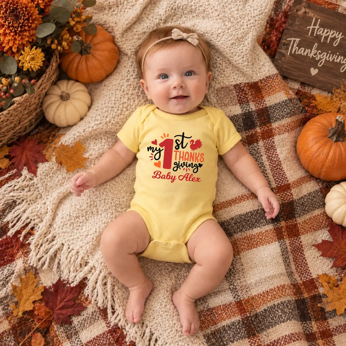 Personalized Thanksgiving Baby Bodysuit