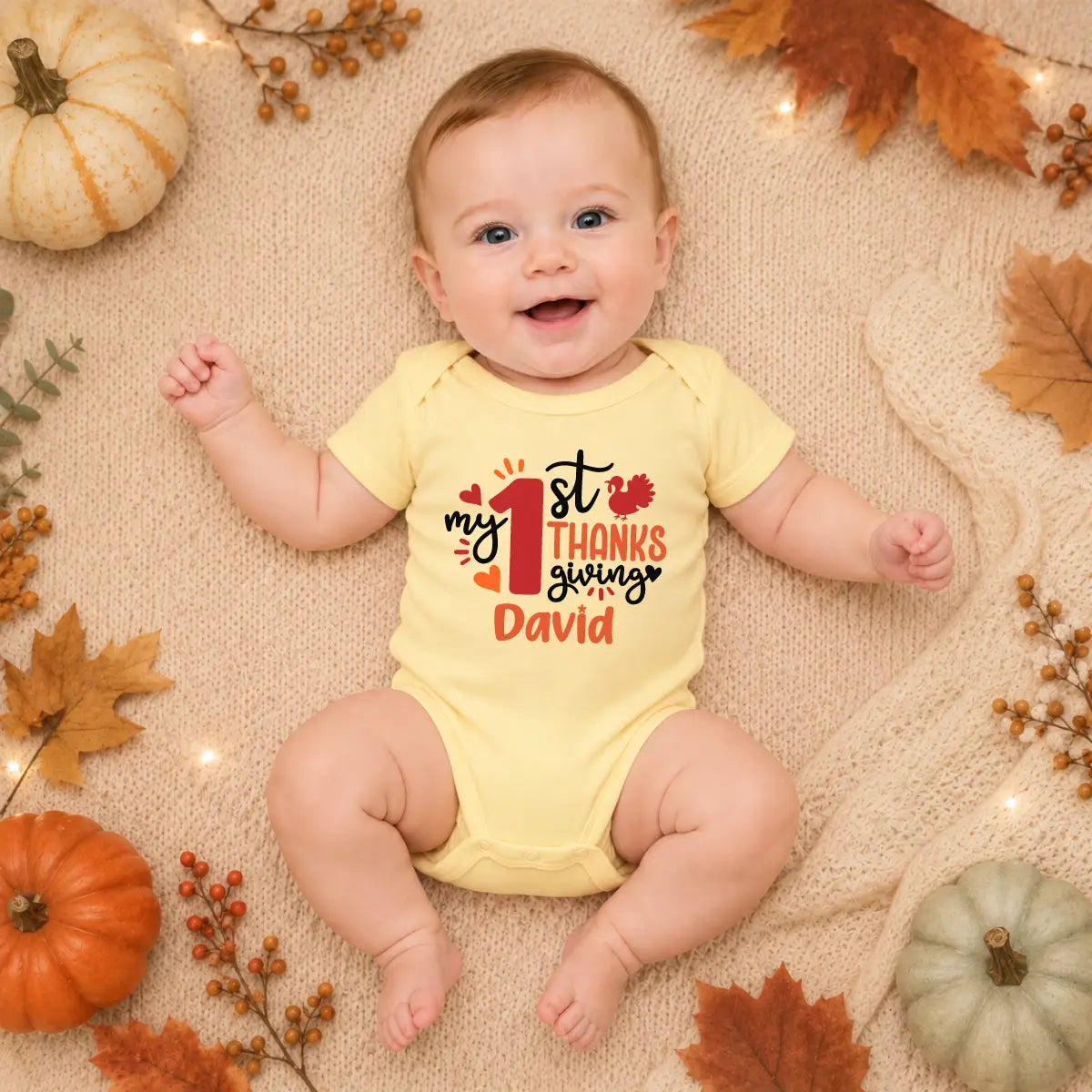 Personalized Thanksgiving Baby Bodysuit