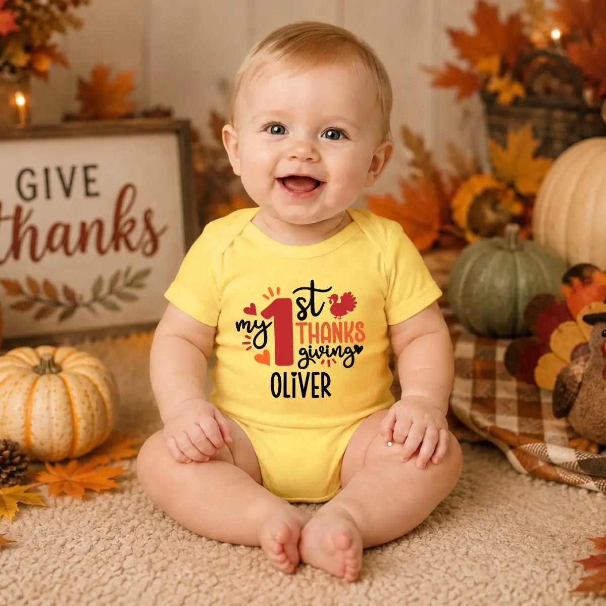 Personalized Thanksgiving Baby Bodysuit
