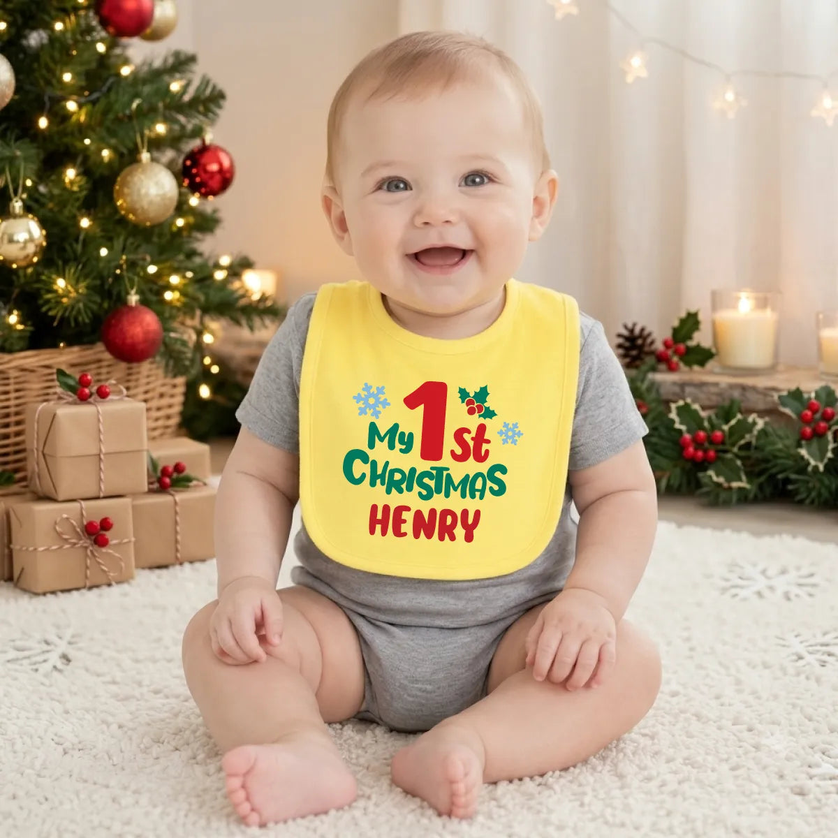 Personalized My 1st Christmas Baby Bib