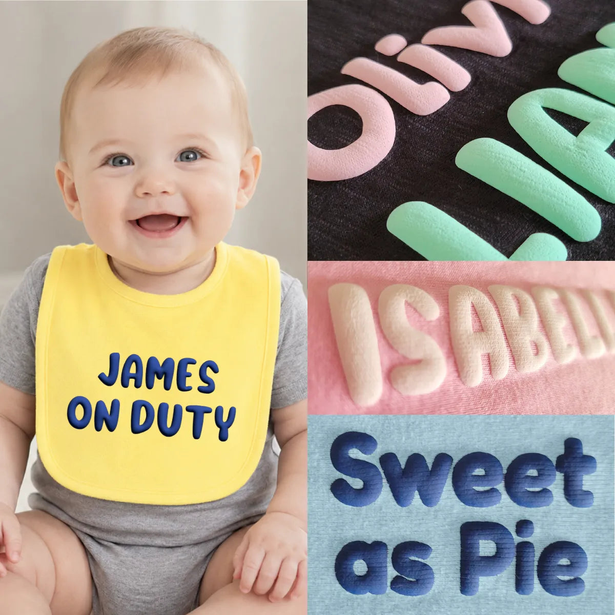Personalized Puff Jersey Baby Bib