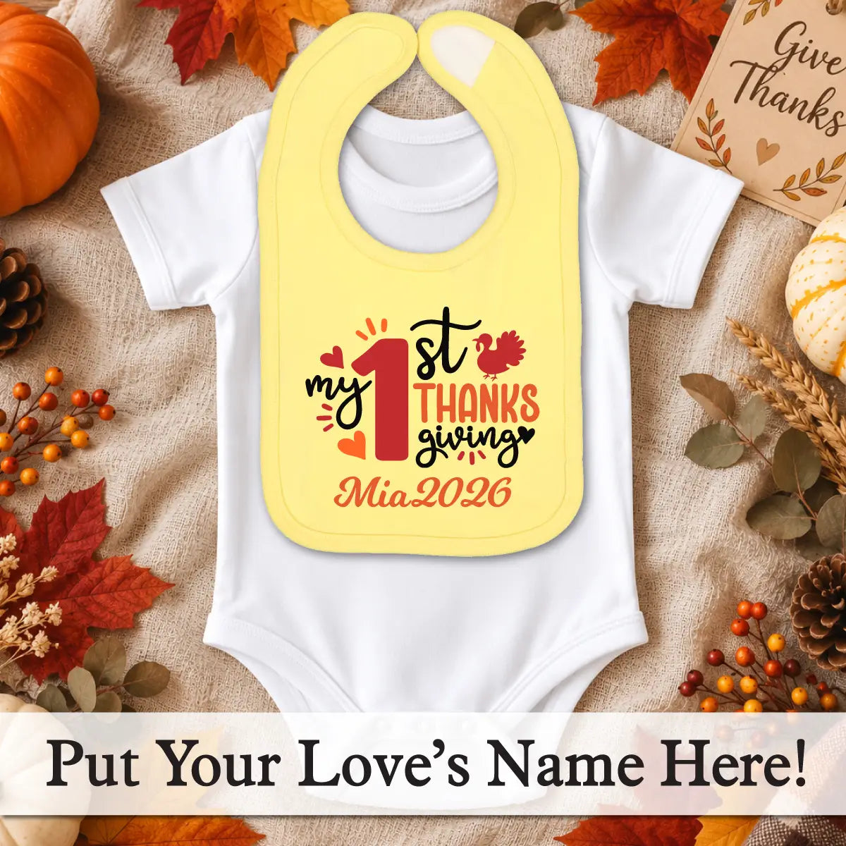 Personalized Thanksgiving Baby Bib