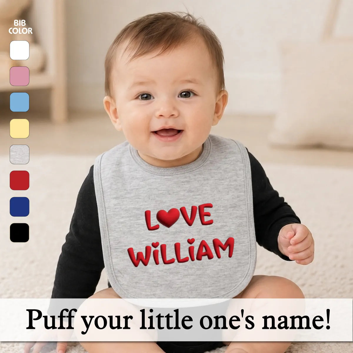 Personalized Puff Jersey Baby Bib