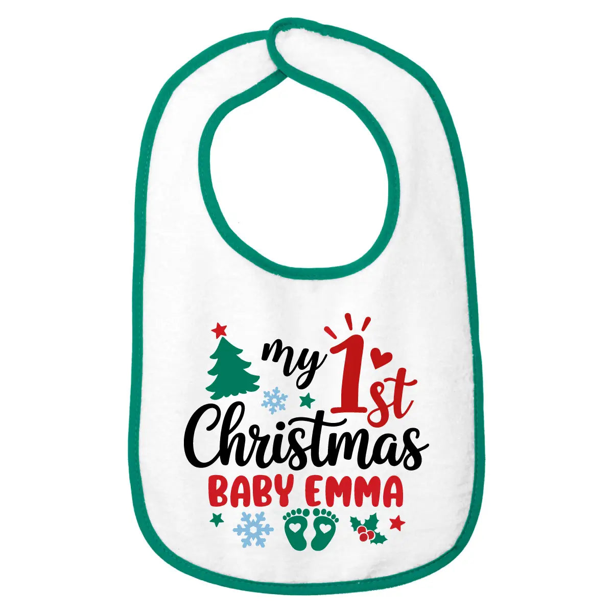 Personalized 1st Christmas Baby Bib