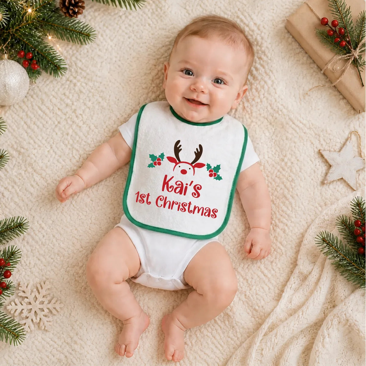 Personalized Christmas Baby Bib