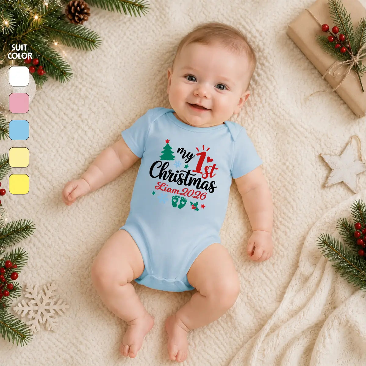 1st Christmas Baby Bodysuit