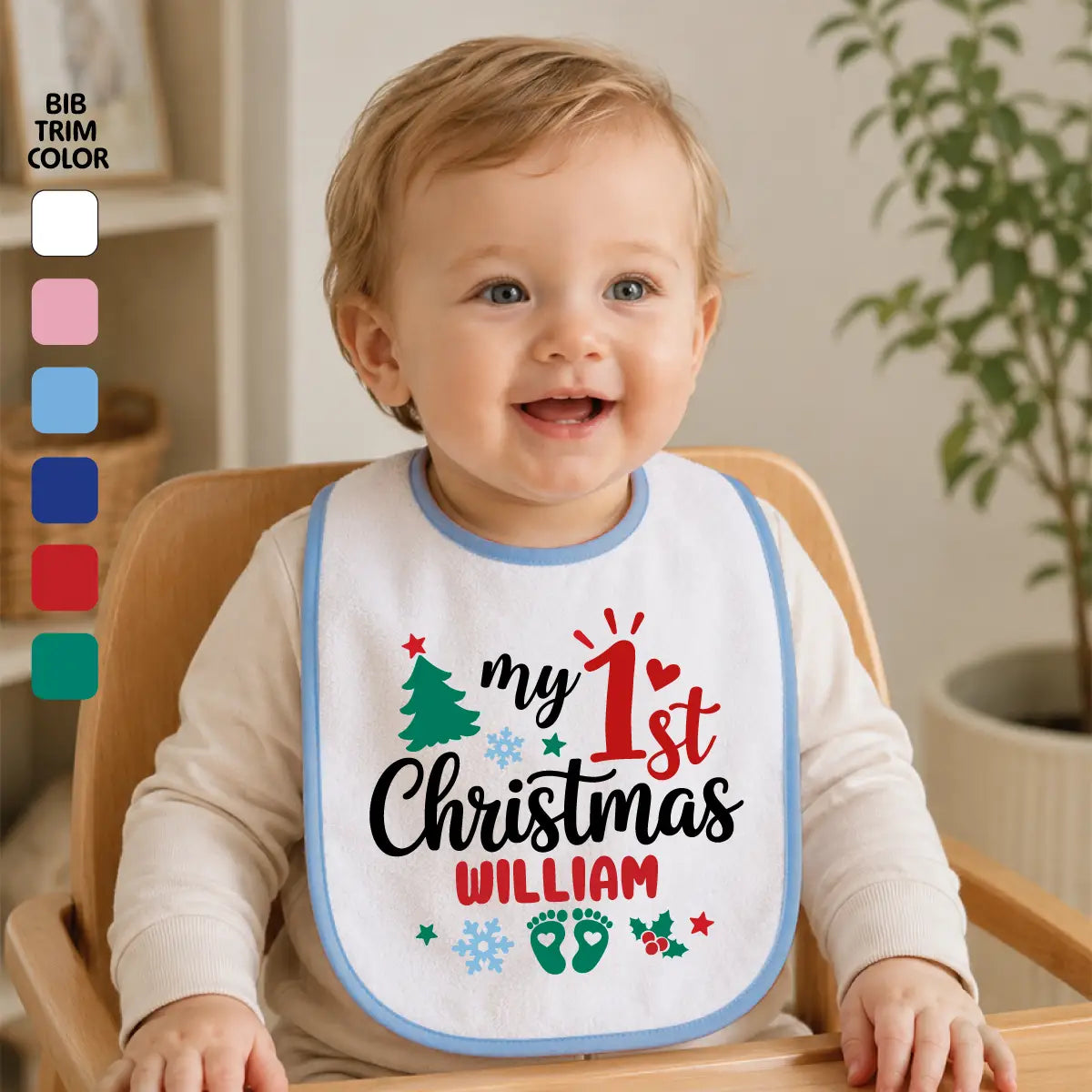 Personalized 1st Christmas Baby Bib