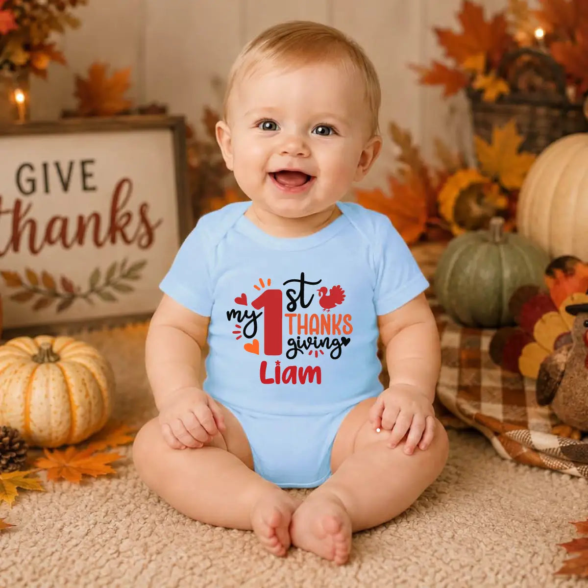 Personalized Thanksgiving Baby Bodysuit
