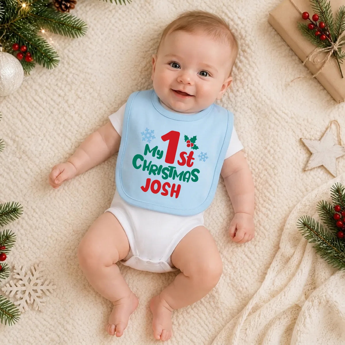Personalized My 1st Christmas Baby Bib