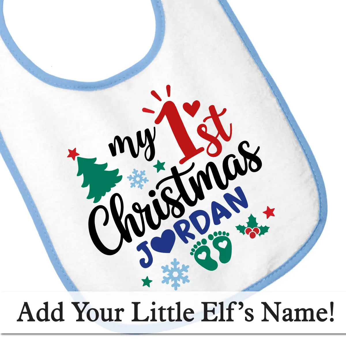 Personalized 1st Christmas Baby Bib