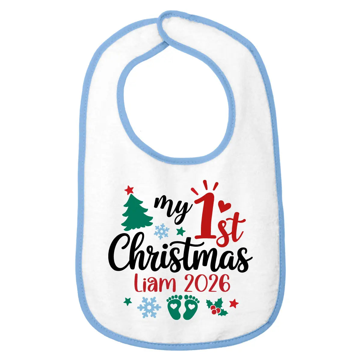 Personalized 1st Christmas Baby Bib