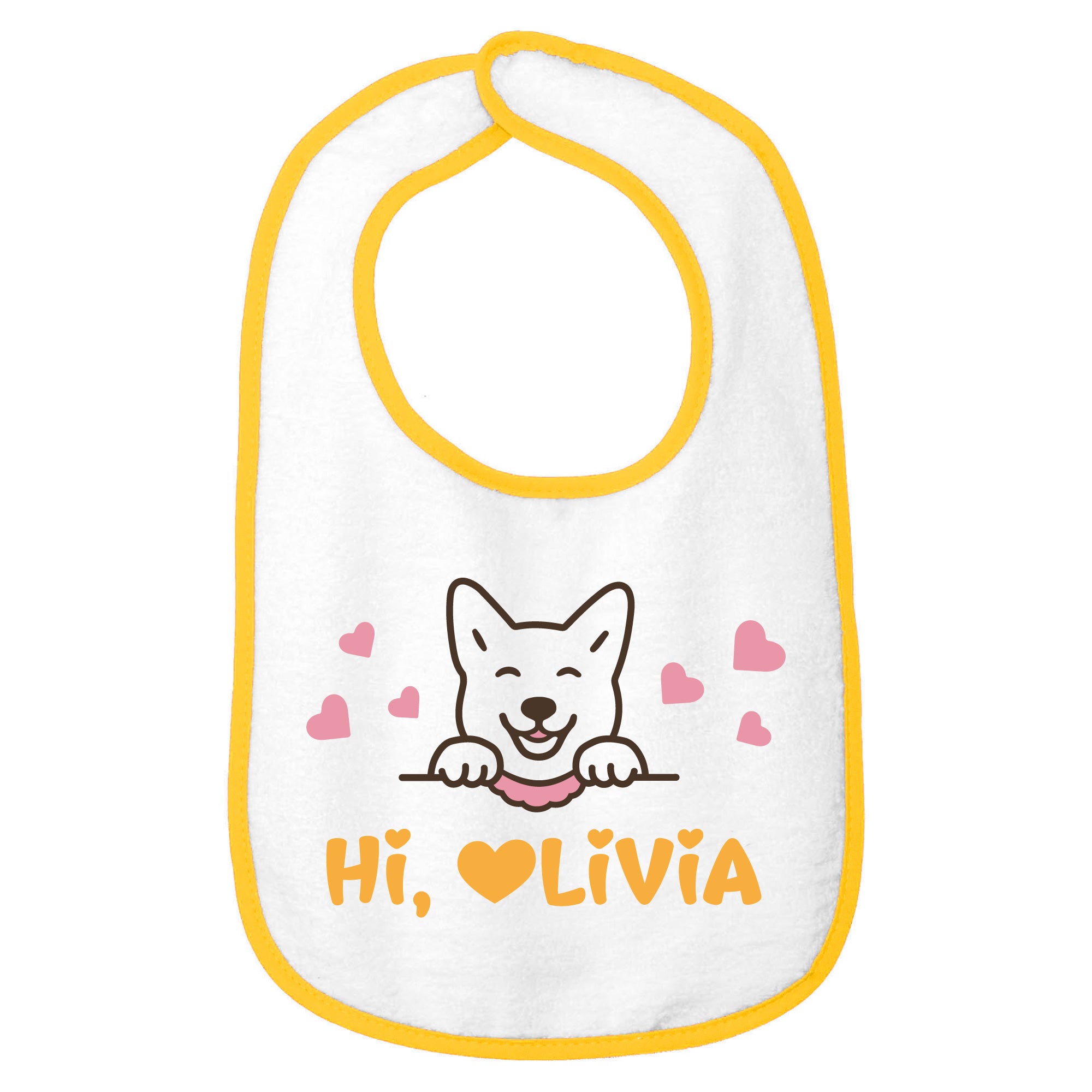 Personalized Cotton Terry Jindo Dog Baby Bib | Custom Text