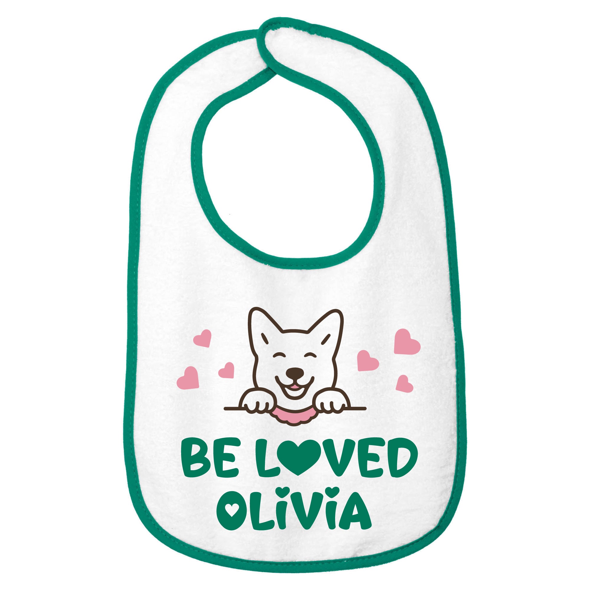 Personalized Cotton Terry Jindo Dog Baby Bib | Custom Text
