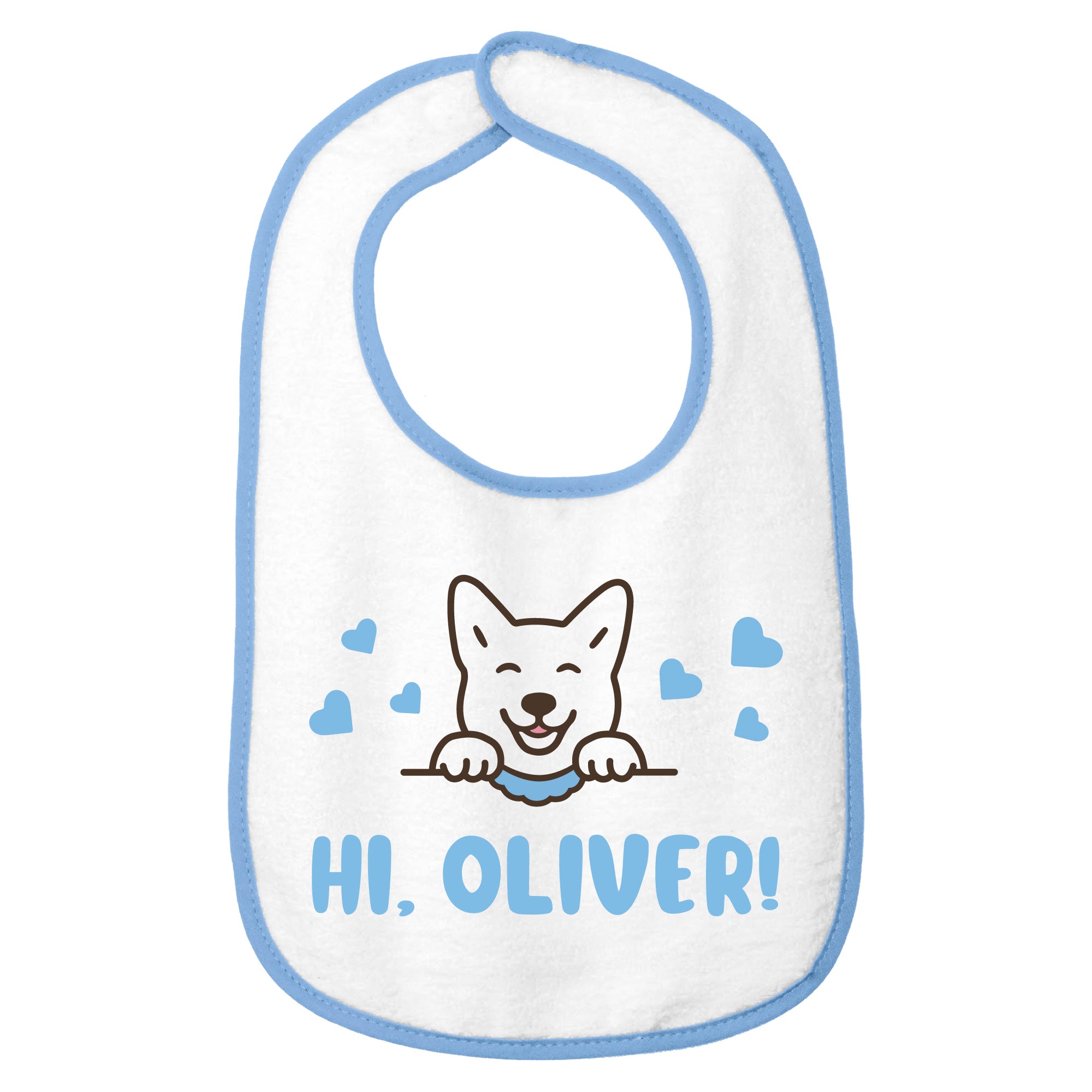 Personalized Cotton Terry Jindo Dog Baby Bib | Custom Text