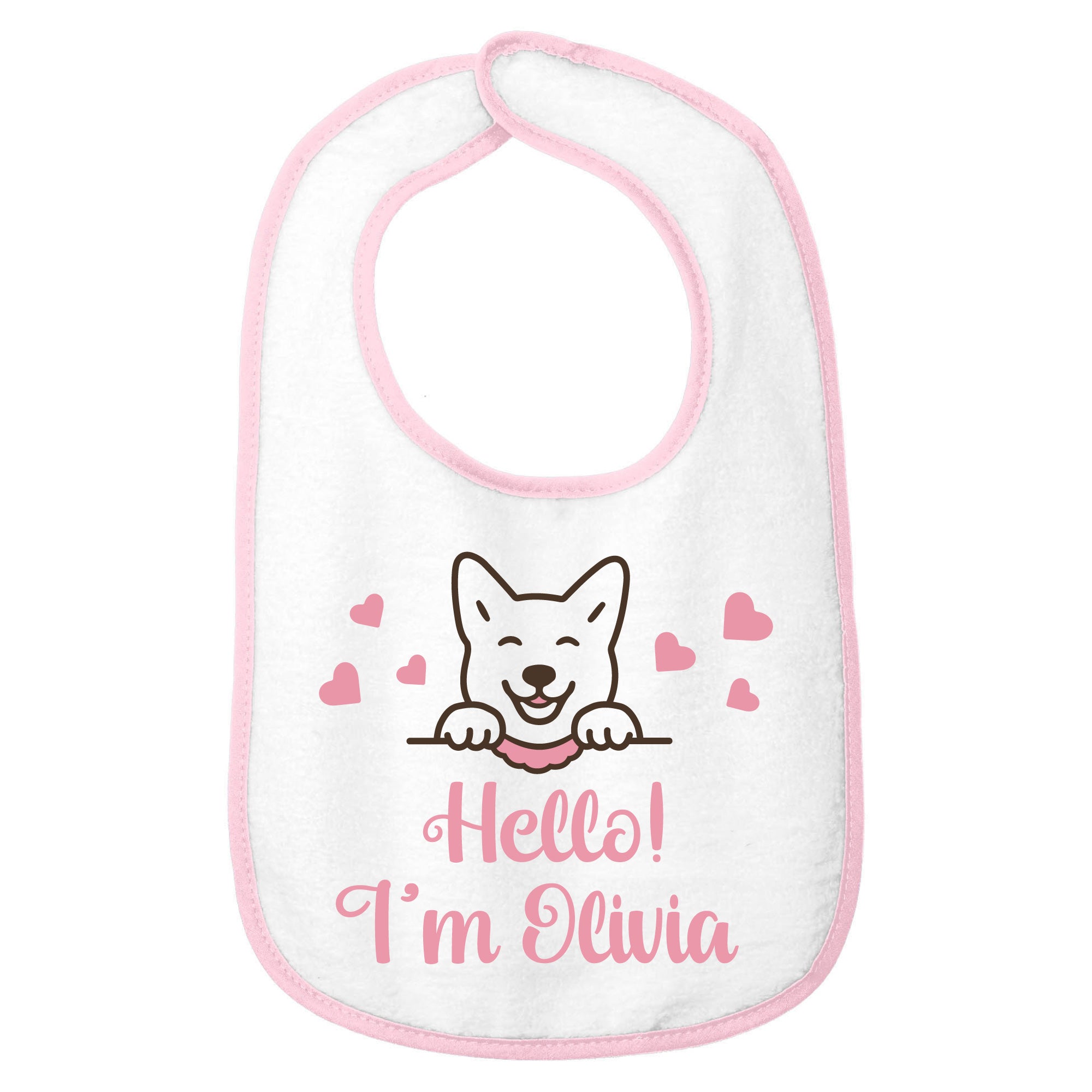 Personalized Cotton Terry Jindo Dog Baby Bib | Custom Text