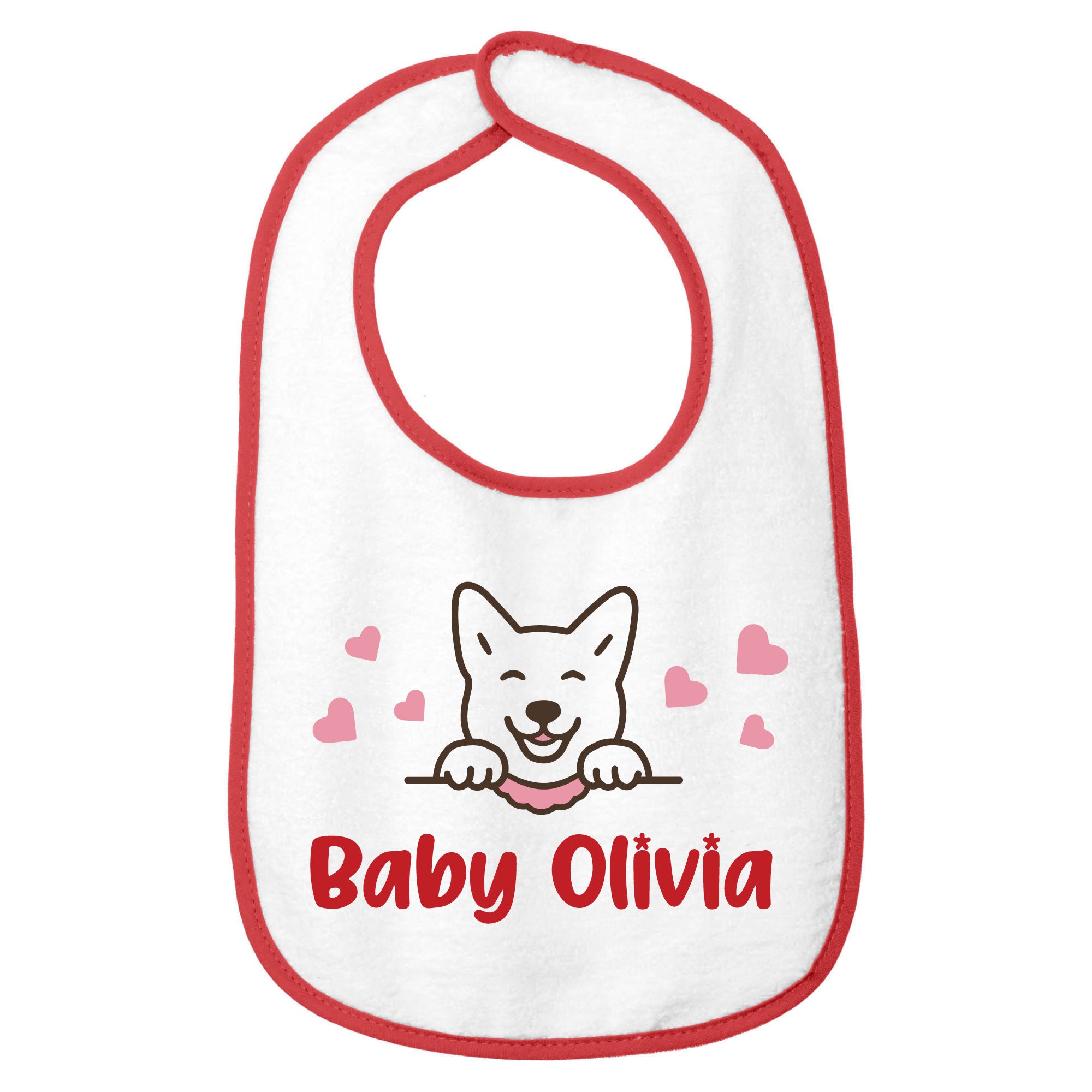 Personalized Cotton Terry Jindo Dog Baby Bib | Custom Text