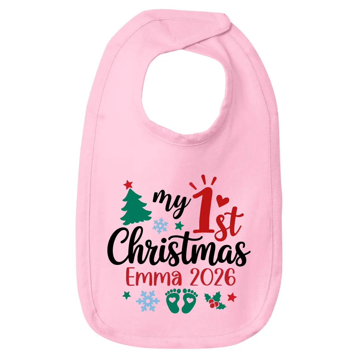 Personalized 1st Christmas Baby Bib