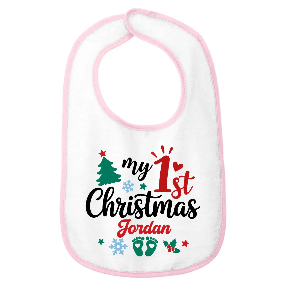 Personalized 1st Christmas Baby Bib