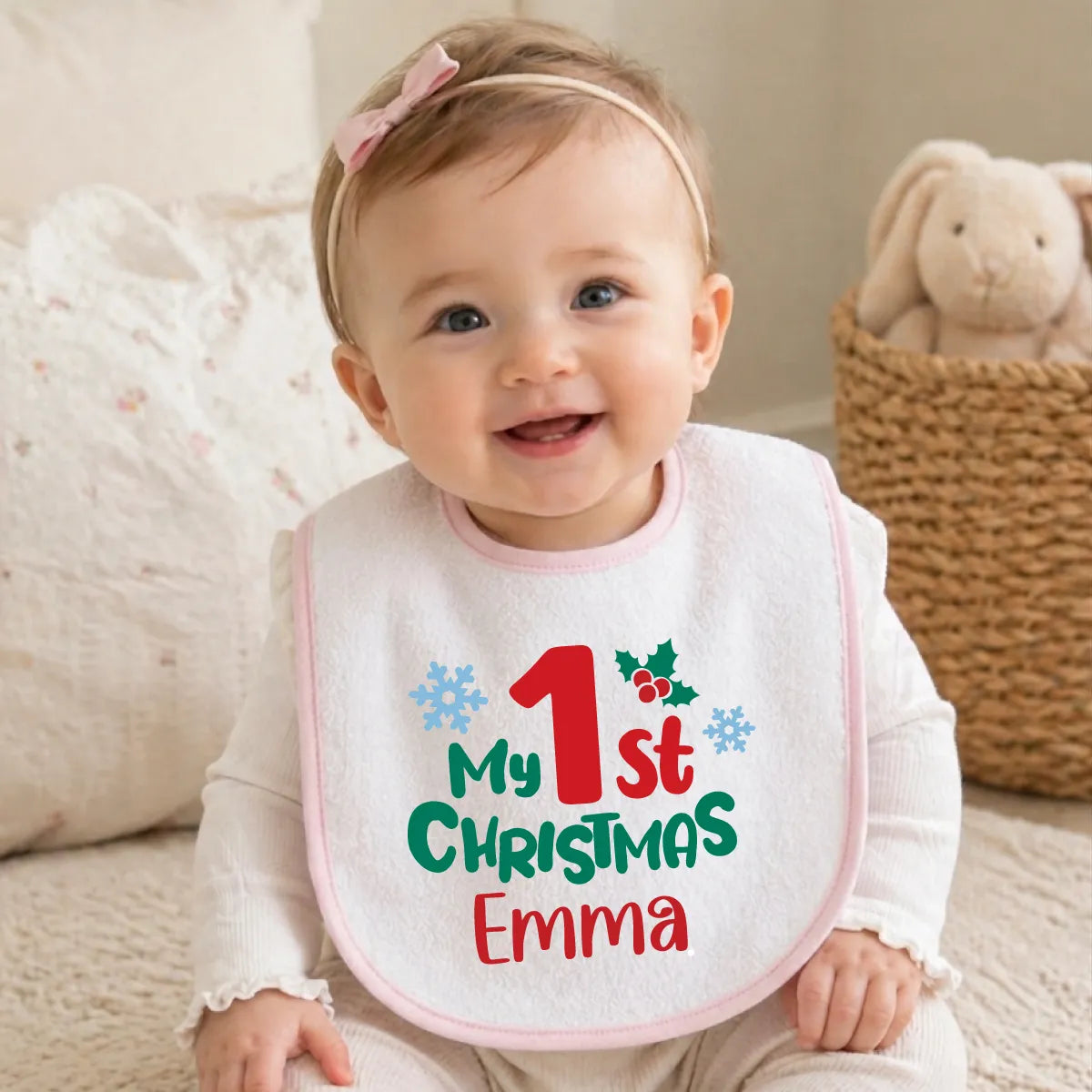 Personalized My 1st Christmas Baby Bib