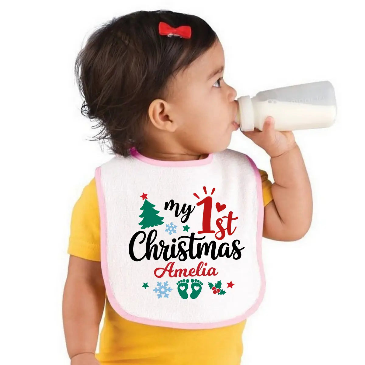 Personalized 1st Christmas Baby Bib