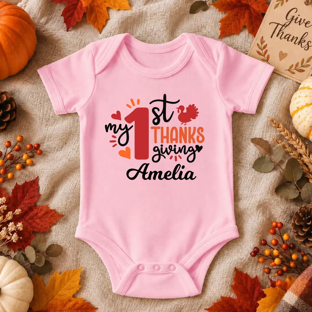 Personalized Thanksgiving Baby Bodysuit