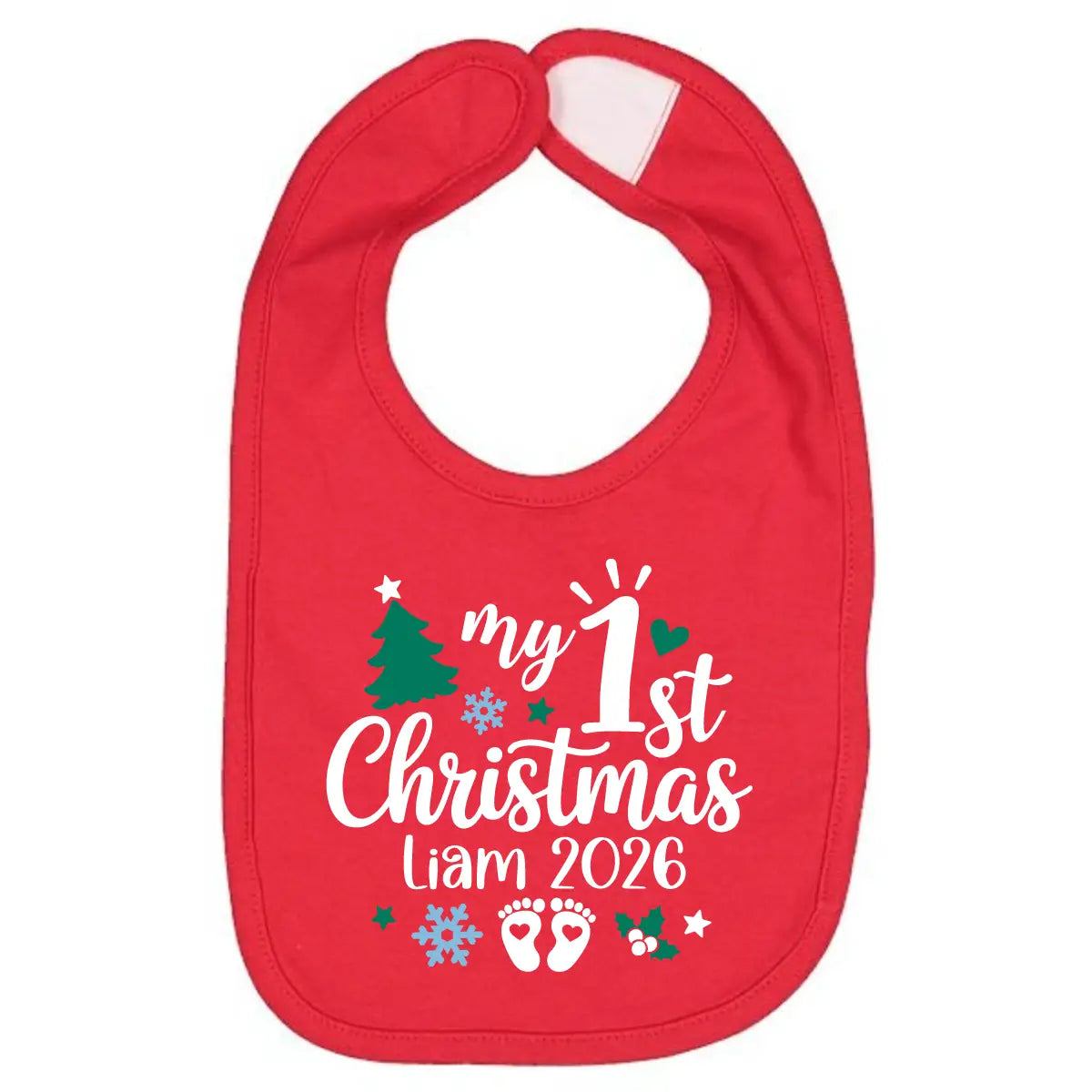 Personalized 1st Christmas Baby Bib
