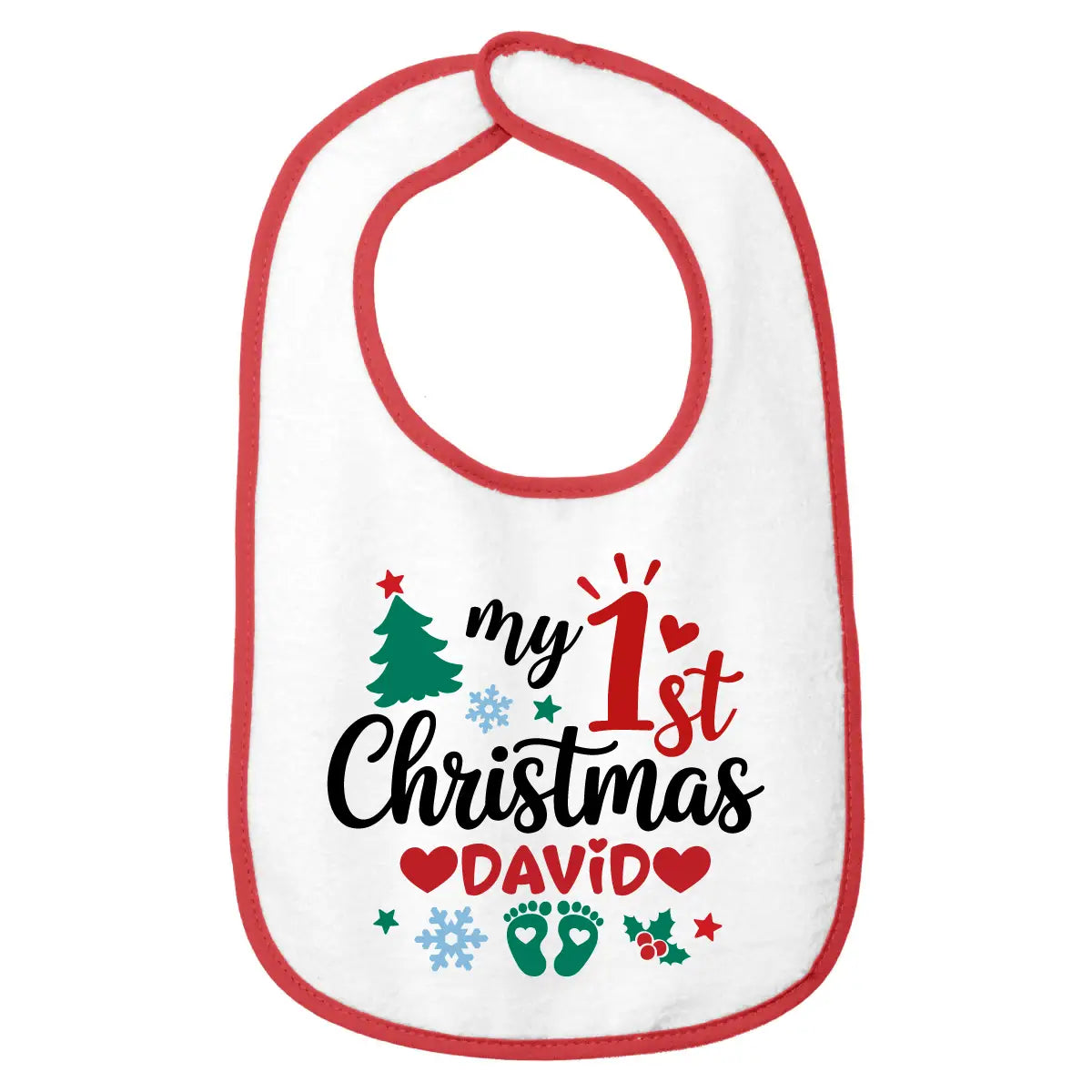 Personalized 1st Christmas Baby Bib
