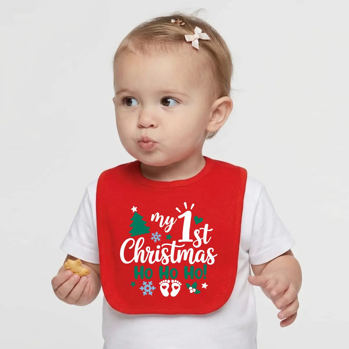 Personalized 1st Christmas Baby Bib