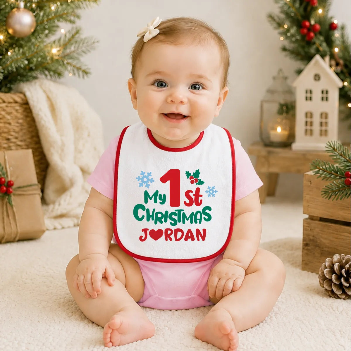 Personalized My 1st Christmas Baby Bib