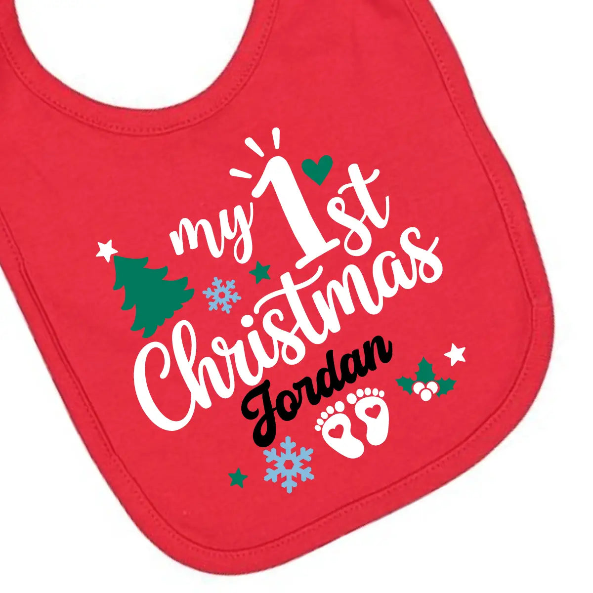 Personalized 1st Christmas Baby Bib