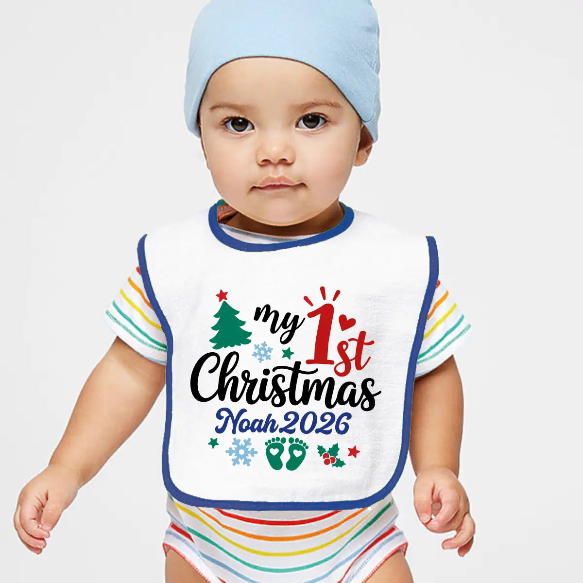 Personalized 1st Christmas Baby Bib
