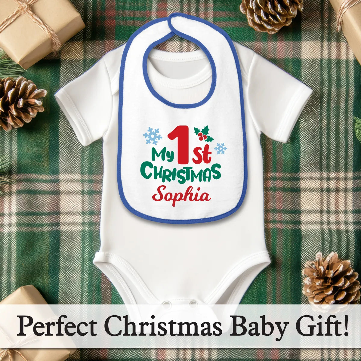 Personalized My 1st Christmas Baby Bib