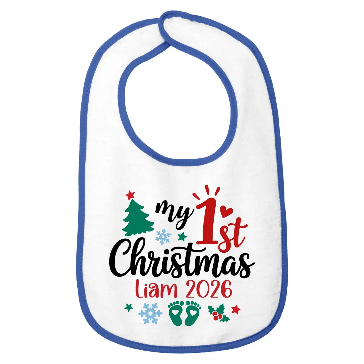 Personalized 1st Christmas Baby Bib