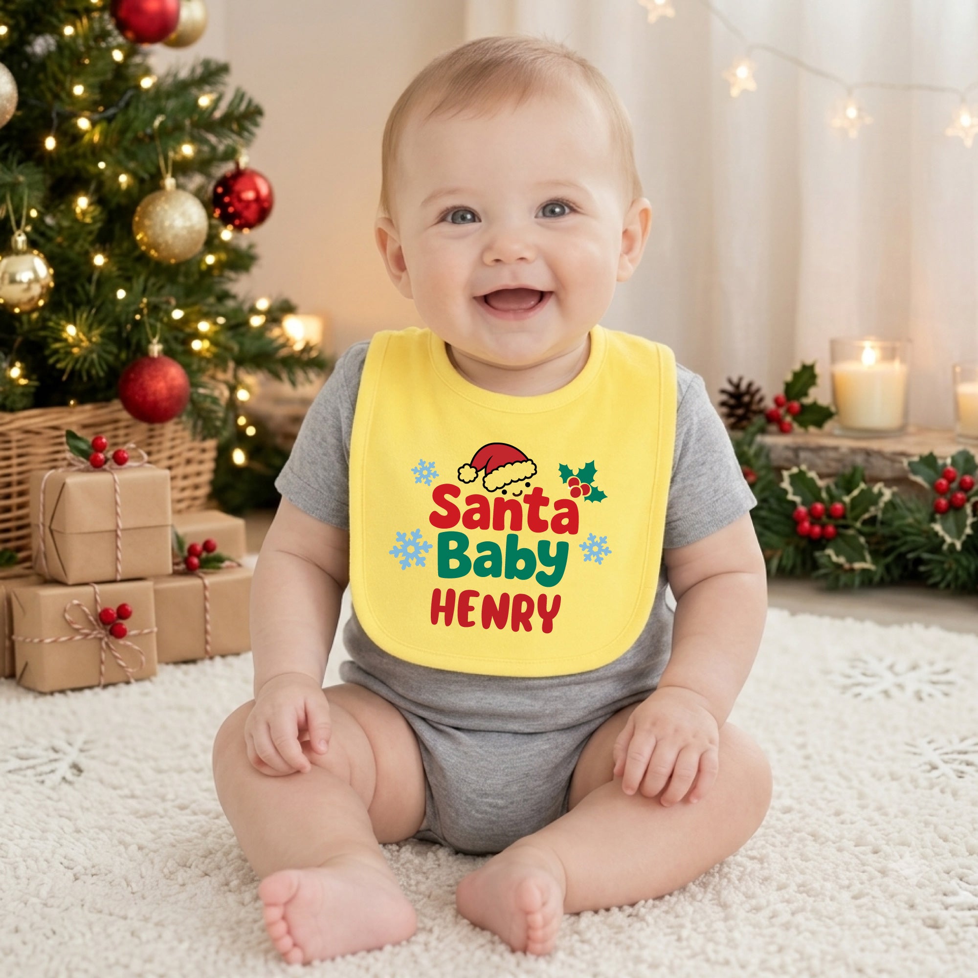 Personalized Santa Baby Christmas Baby Bib