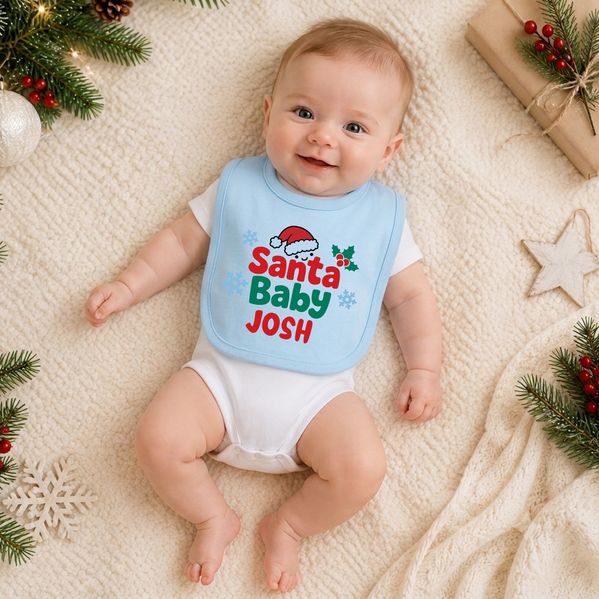Personalized Santa Baby Christmas Baby Bib