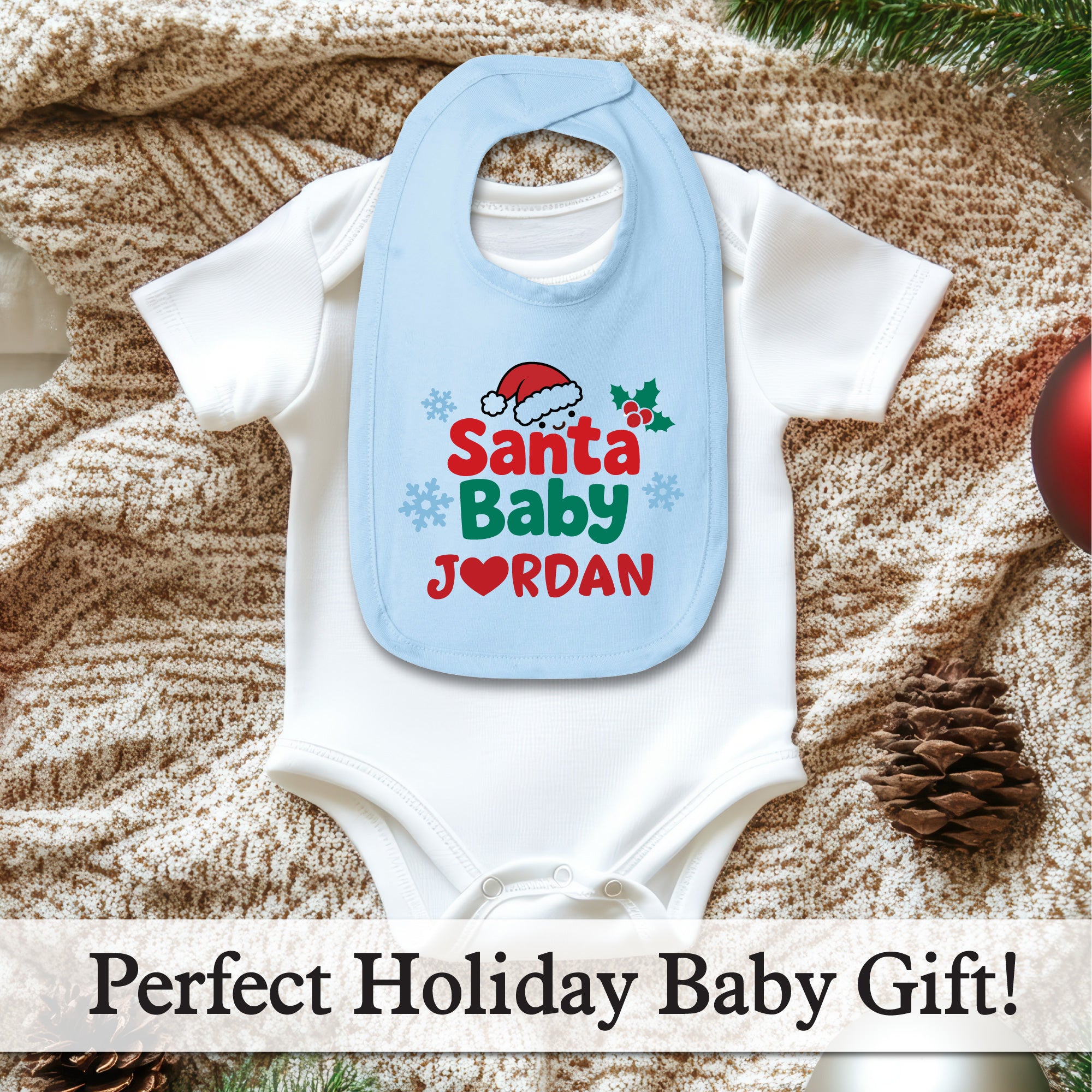 Personalized Santa Baby Christmas Baby Bib
