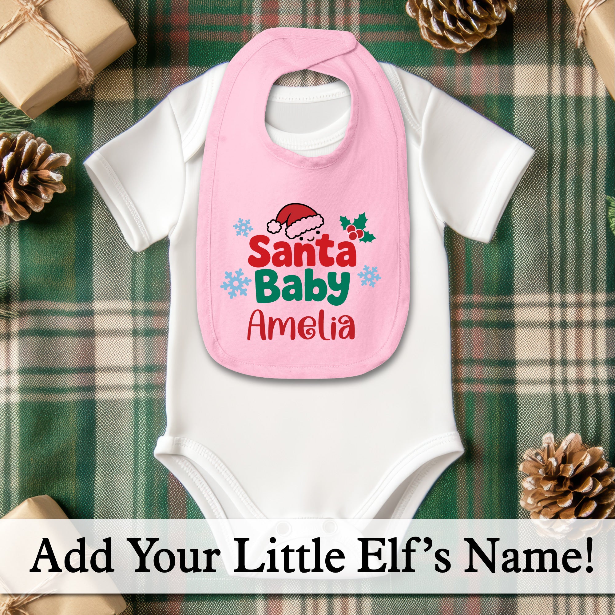 Personalized Santa Baby Christmas Baby Bib