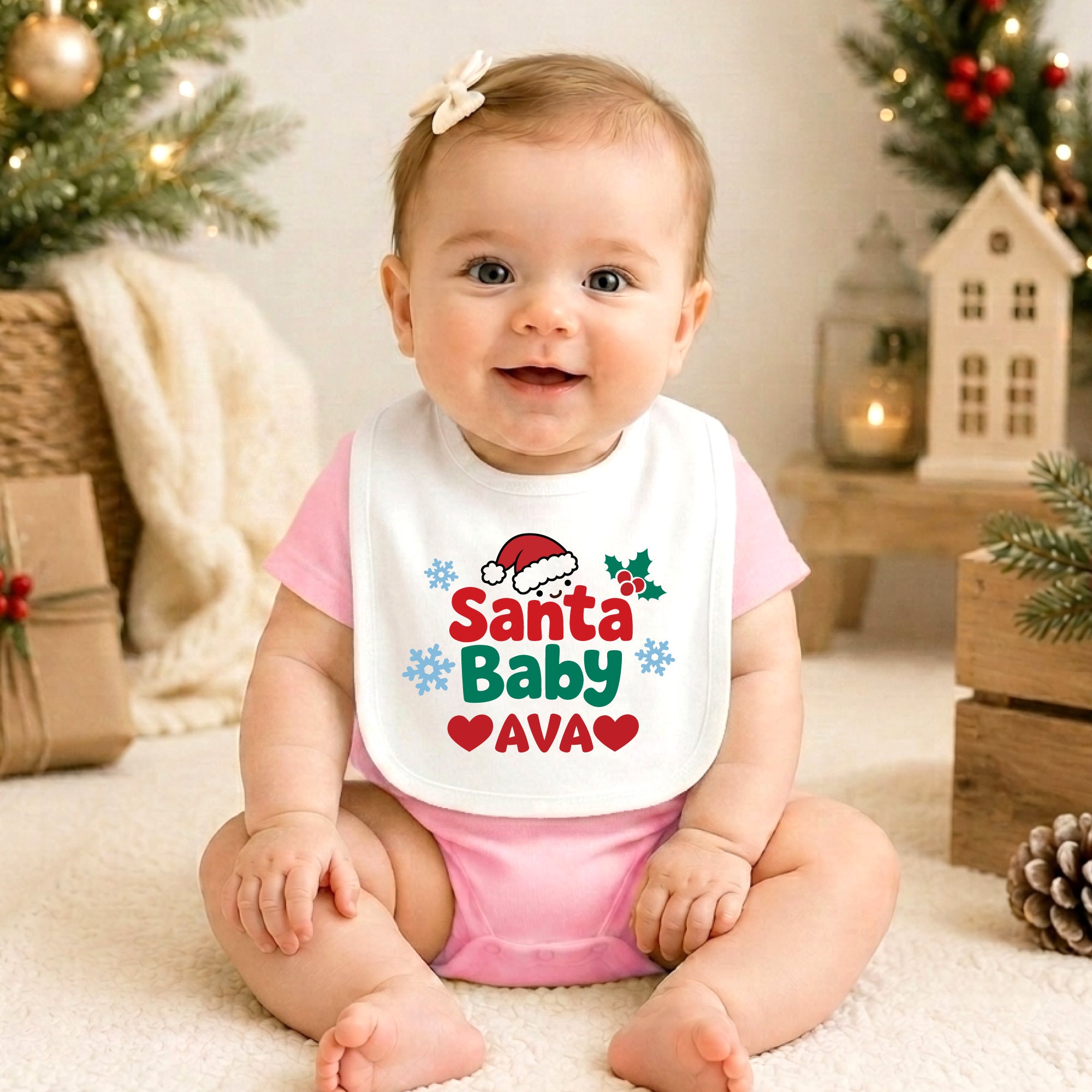 Personalized Santa Baby Christmas Baby Bib